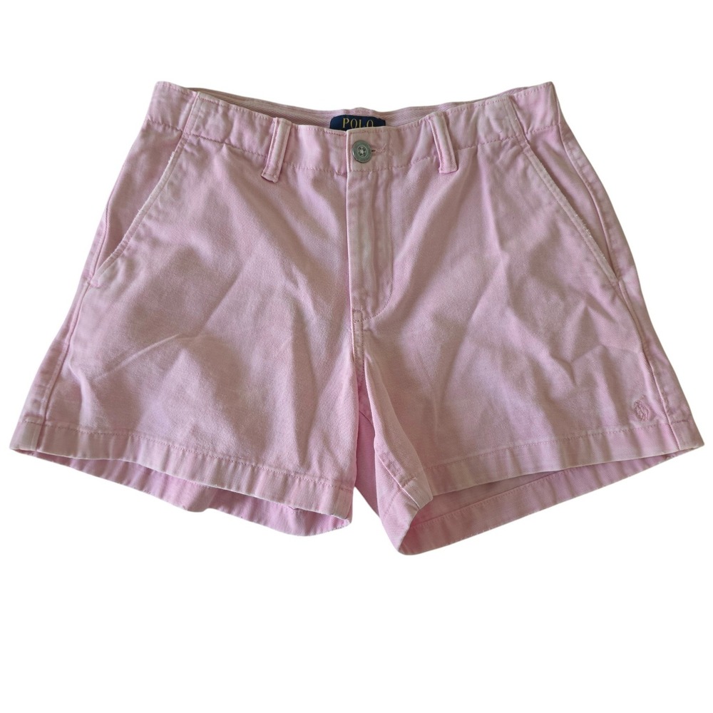 Polo Ralph Lauren Girls Chino Shorts Pink Distressed Cotton Size 14